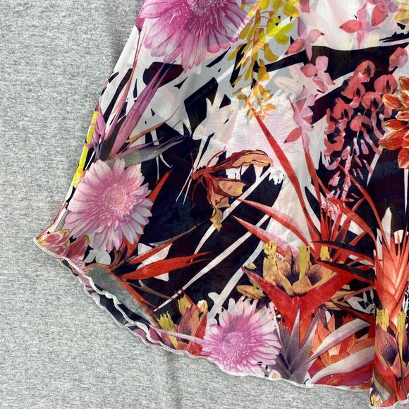 Tyche Blouse Womens Small Floral Pick Sleeveless Silky Top Flowy Sheer Tropical - Picture 7 of 10